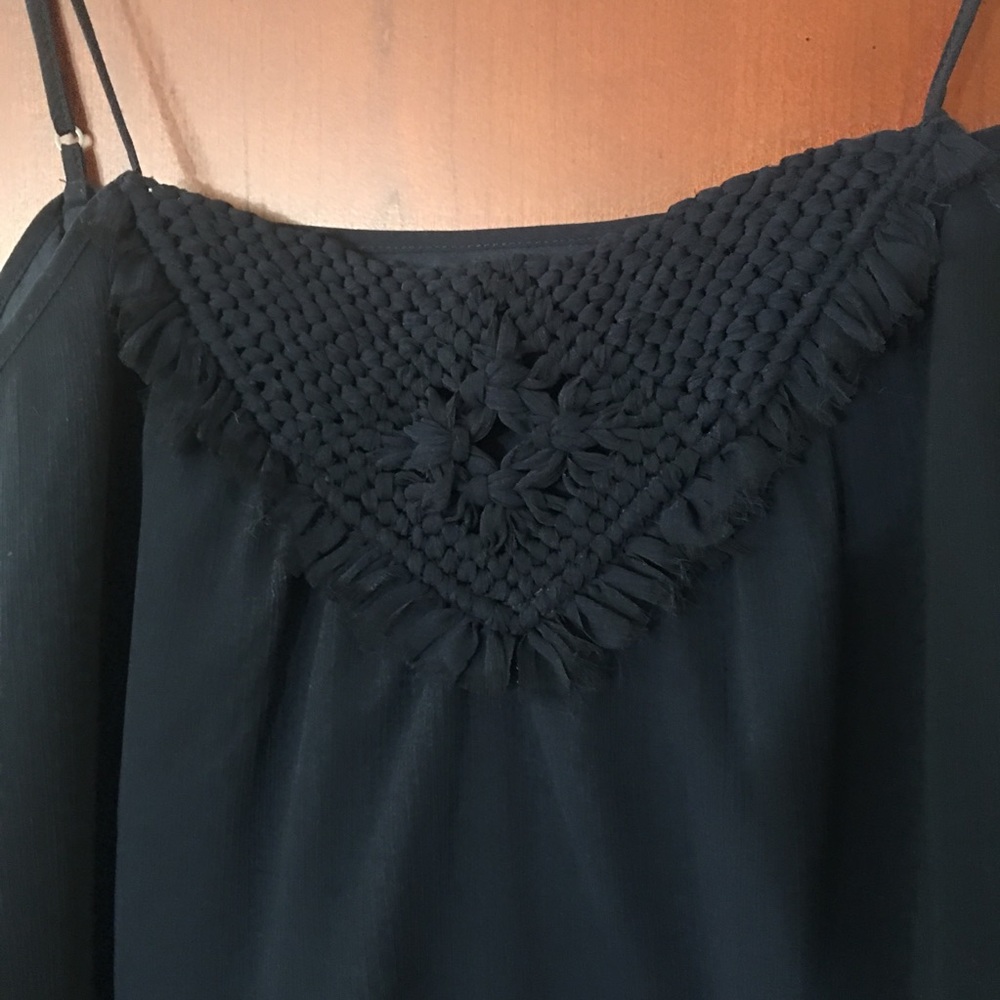 Banana Republic Crochet detail navy tank top